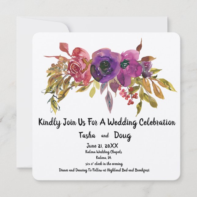 Floral Arrangement Watercolor Wedding Invitation (Front)