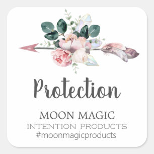 Floral Arrow Intention Crystal Candle Labels