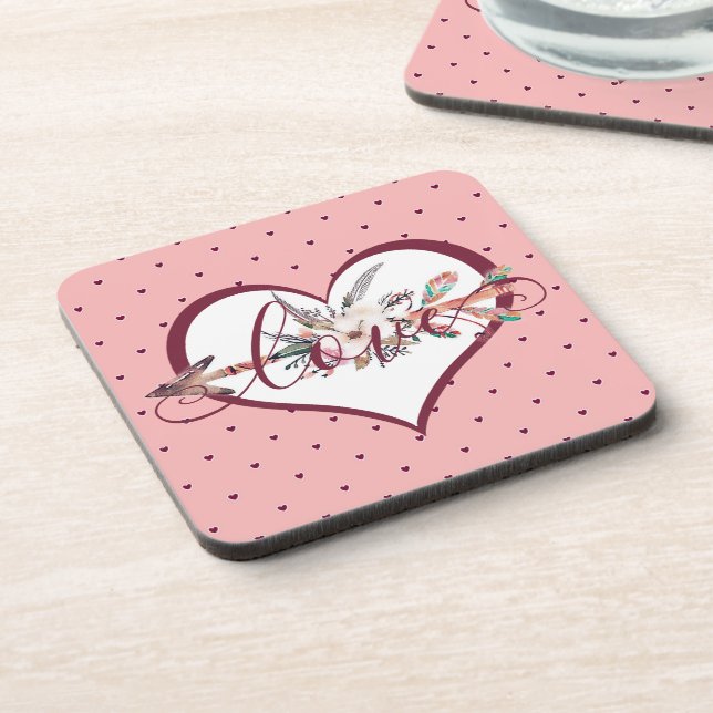 Floral arrow valentine   coaster (Left Side)
