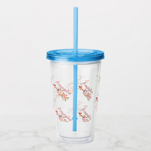 Floral arrows personalised acrylic tumbler