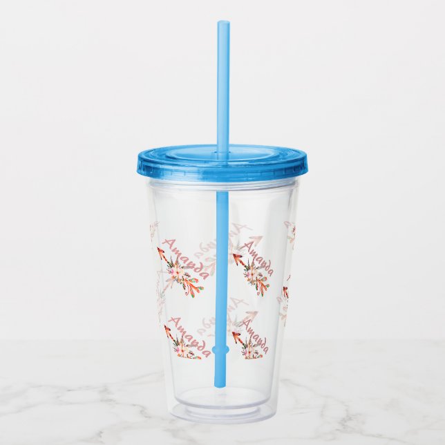 Floral arrows personalised  acrylic tumbler (Right)