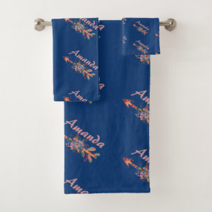 Floral arrows personalised bath towel set