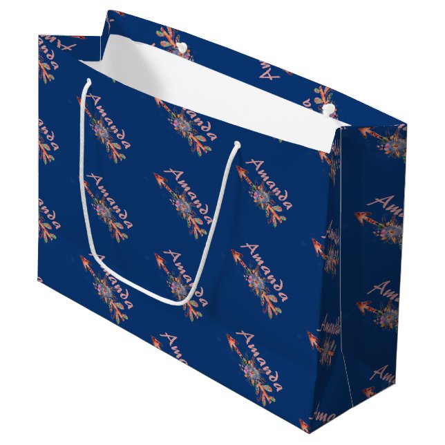 Floral arrows personalised  large gift bag (Front Angled)