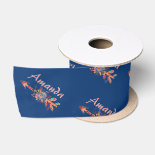 Floral arrows personalized satin ribbon
