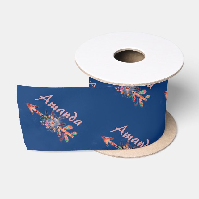 Floral arrows personalized satin ribbon (Spool)