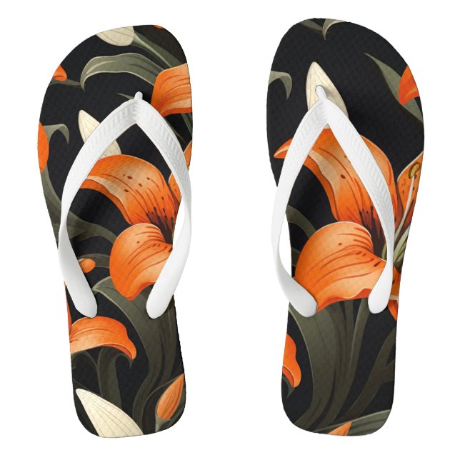 FLORAL ART #1 FLIP FLOPS (Footbed)