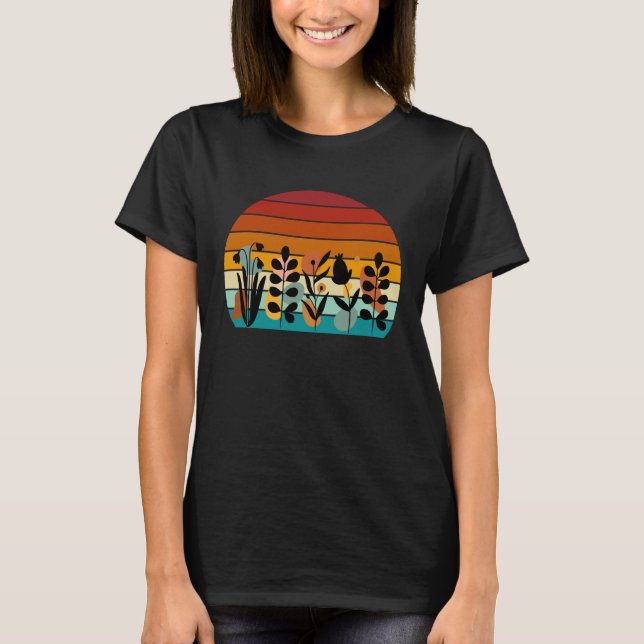 Floral Art At Sunset Boho Wildflowers Wildflower T-Shirt (Front)