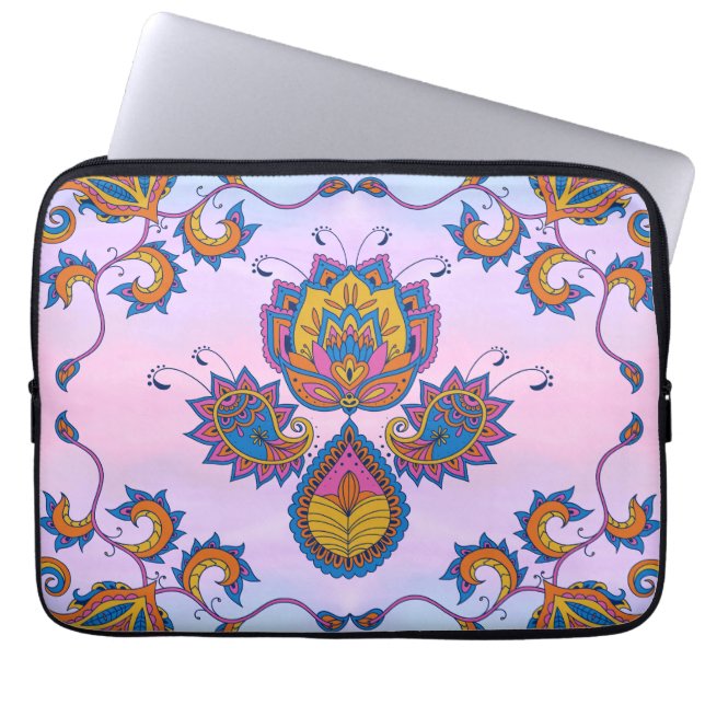 Floral Art, Blue Bliss Laptop Sleeve (Front)