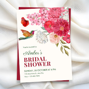 Floral art bridal shower invitation