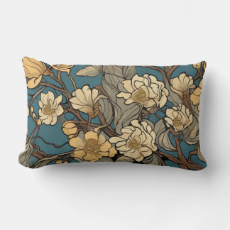 Floral Art Deco Art Nouveau Style Design Lumbar Cushion