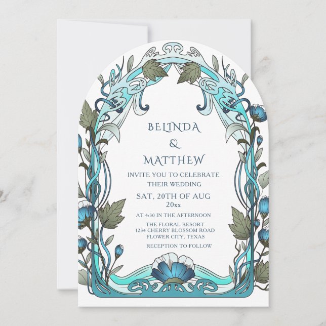 Floral Art Deco Frame Invitation (Front)