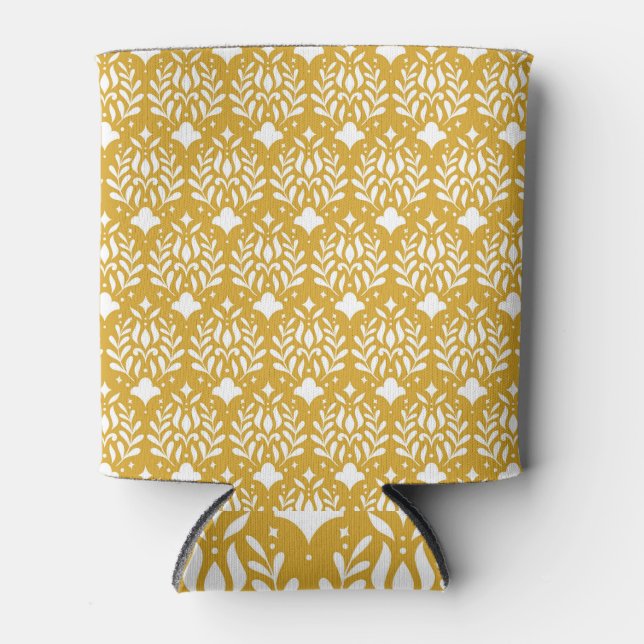Floral Art Deco: Modern Damask Can Cooler (Front)