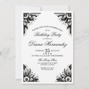 Floral Art Deco Party Invite