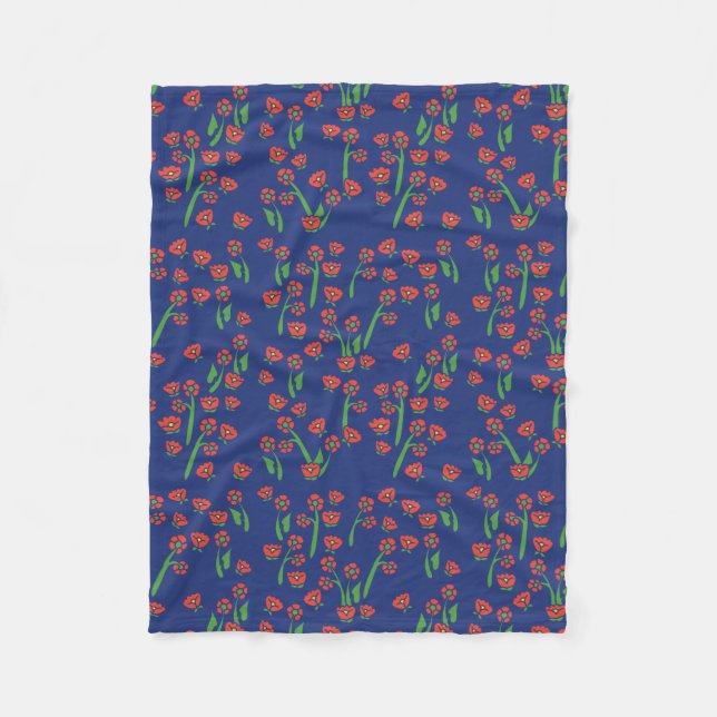 Floral Art Deco pattern Fleece Blanket (Front)