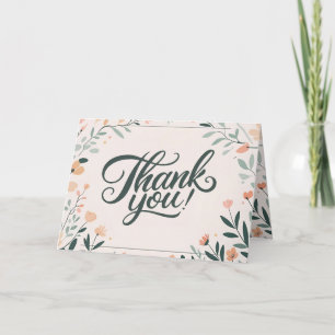 Floral Art Deco Retro Wedding Thank You Card