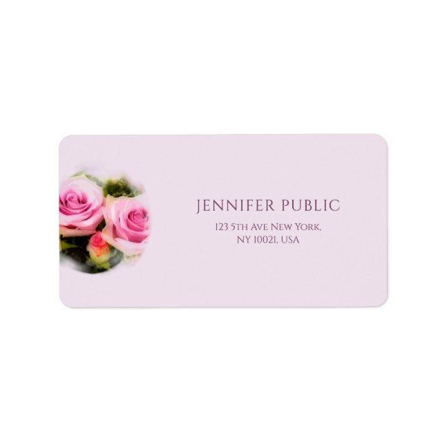 Floral Art Flowers Roses Modern Design Address Label (Front)