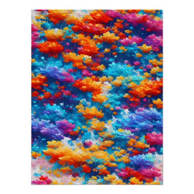 floral art, glowing, rainy poster (Front)