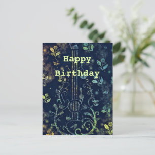 Floral Art Guitar Birthday Card