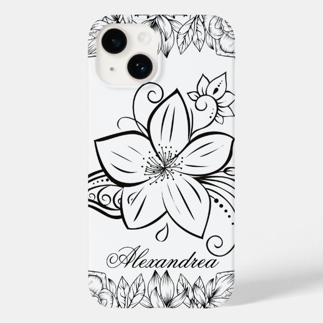 Floral Art, Monochrome Beauty Case-Mate iPhone Case (Back)