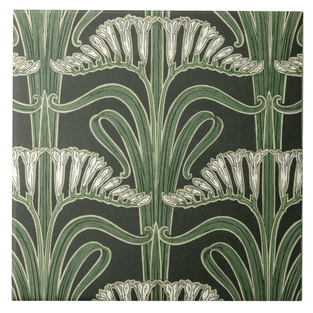 Floral Art Nouveau design Tile (Front)