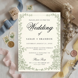 Floral Art Nouveau–Inspired Wedding Stationery Invitation