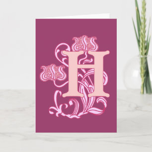 Floral Art Nouveau Monogram Note Card