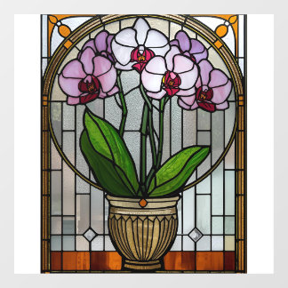 Floral Art Nouveau Stained Glass  Window Cling