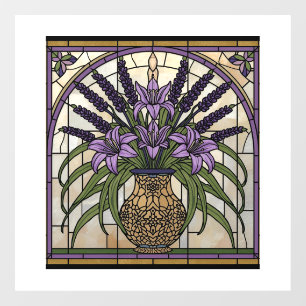 Floral Art Nouveau Stained Glass Window Cling