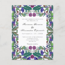 Floral Art Nouveau vintage wedding invitation Post