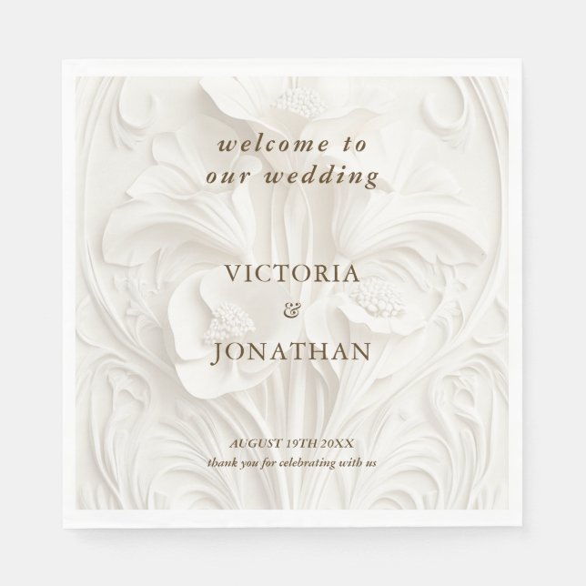 Floral Art Nouveau Vintage Wedding  Napkin (Front)