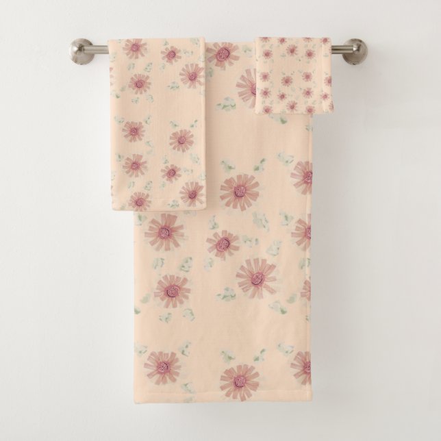 Floral Art Pattern Bath Towel Set (Insitu)