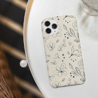 Floral Art Pattern Charcoal Cream Unique