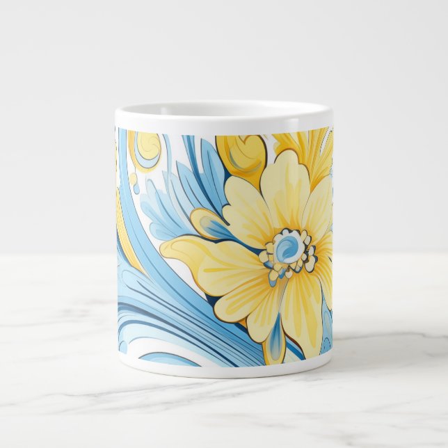 Floral art pattern Extra-Large Mug (Front)