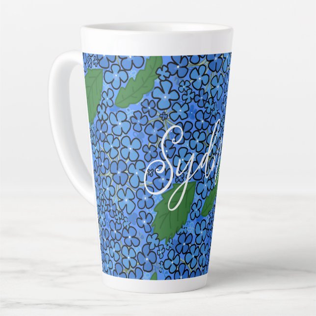 Floral Art Personal Name Latte Mug (Left Angle)