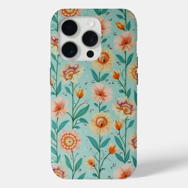 Floral Art – Pink Blossoms & Green Leaves Case-Mate iPhone Case (Back)