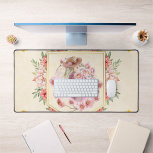 Floral Art, Pink Graphic Art, Lady Of Spring Desk Mat