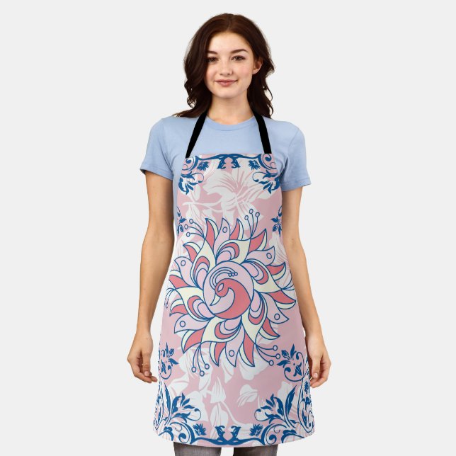 Floral Art, Rangoli Graphic, Bright Life Apron (Worn)