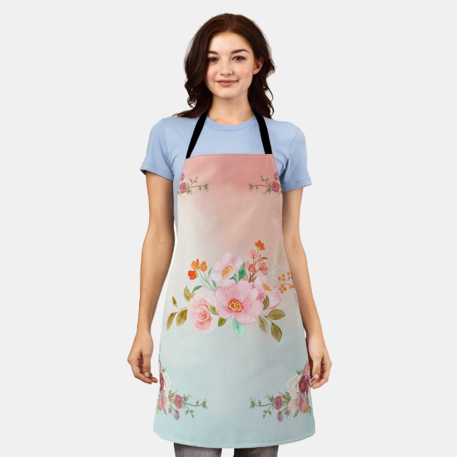 Floral Art, Vintage Flowers, Flourishing Flowers Apron (Worn)
