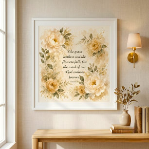 Floral Art Watercolor Christian Bible Verse Poster