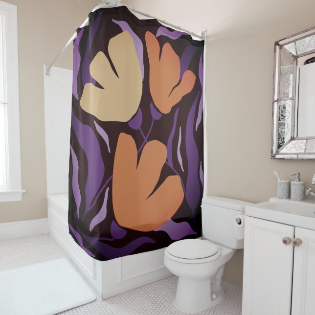 Floral Artistic Bold Abstract  Shower Curtain (In Situ)