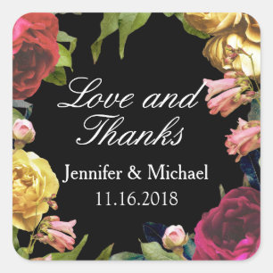 Floral Artistry Wedding Square Sticker