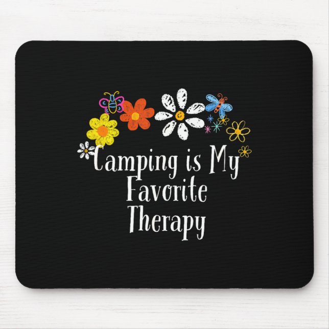 Floral artwork art camping is favourite therapy mouse mat (Front)