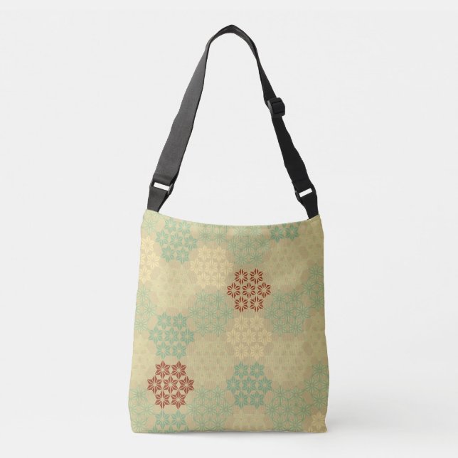 Floral (Asanoha) Pattern Gold Crossbody Bag (Front)