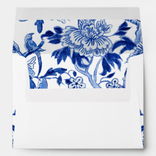 Floral Asian Influence Foliage Blue Chinoiserie Envelope