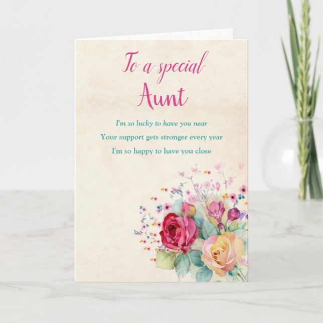 Floral Aunt Auntie Birthday Card (Front)