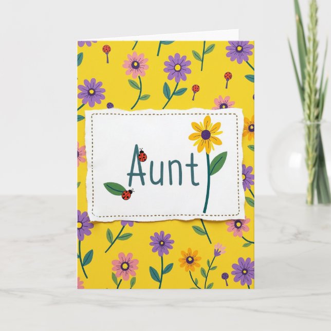 Floral Auntys Day Greeting Card (Front)
