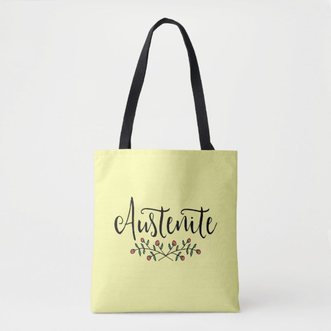 Floral Austenite Yellow Bookish Tote Bag (Front)