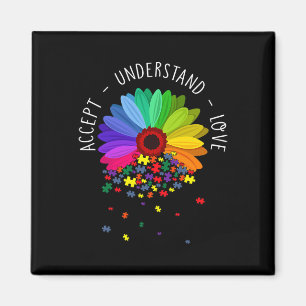 Floral Autism Awareness Daisy Flower Autism Mum Su Magnet