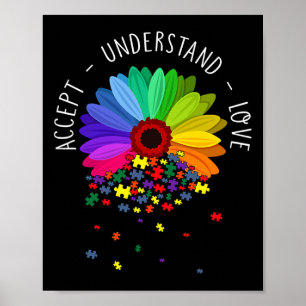 Floral Autism Awareness Daisy Flower Autism Mum Su Poster