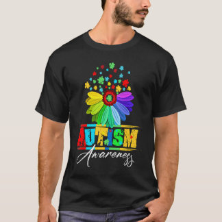Floral Autism Awareness Daisy Flower For Men Women T-Shirt